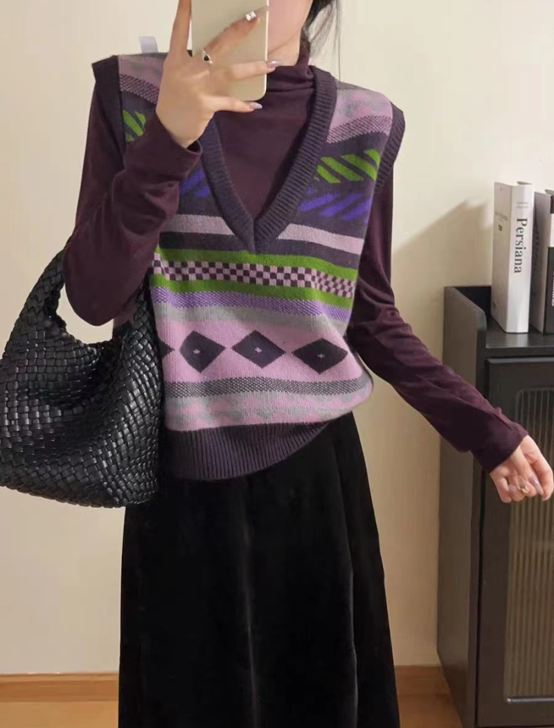 Stripe waistcoat fashion sweater 2pcs set for women