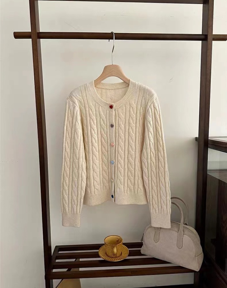 White slim cardigan knitted lazy coat for women