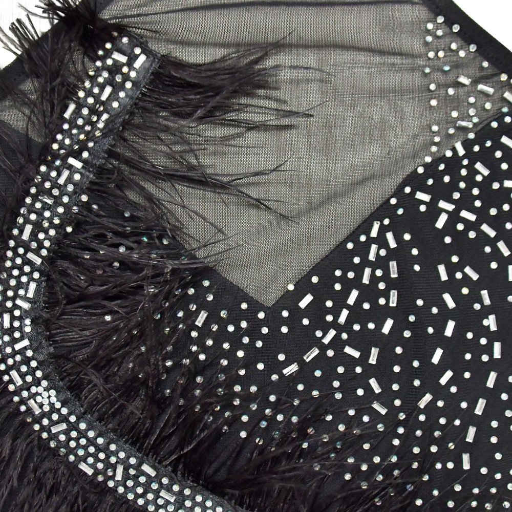 Pure feather fashion T-back rhinestone gauze European style dress