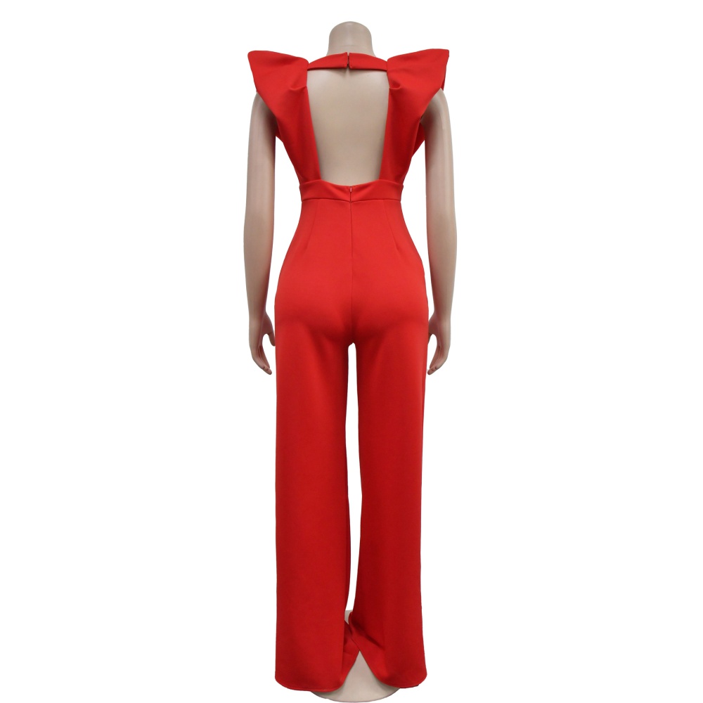 Sexy pure jumpsuit fold fashion long pants for women