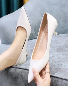 European style middle-heel simple slim shoes for women