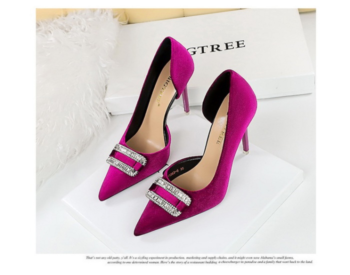 Pointed low high-heeled shoes broadcloth thick shoes