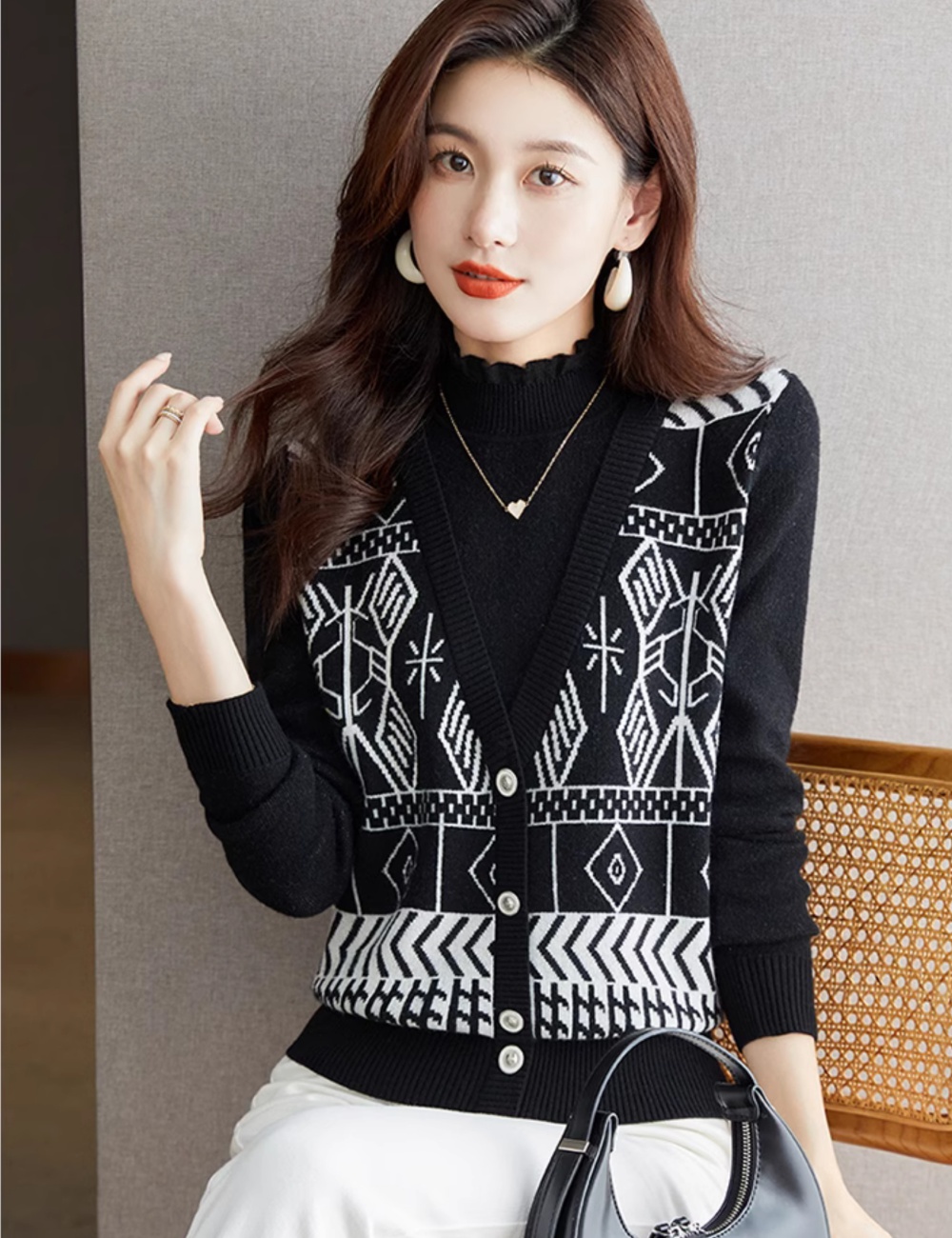 Knitted all-match bottoming shirt pure sweater for women