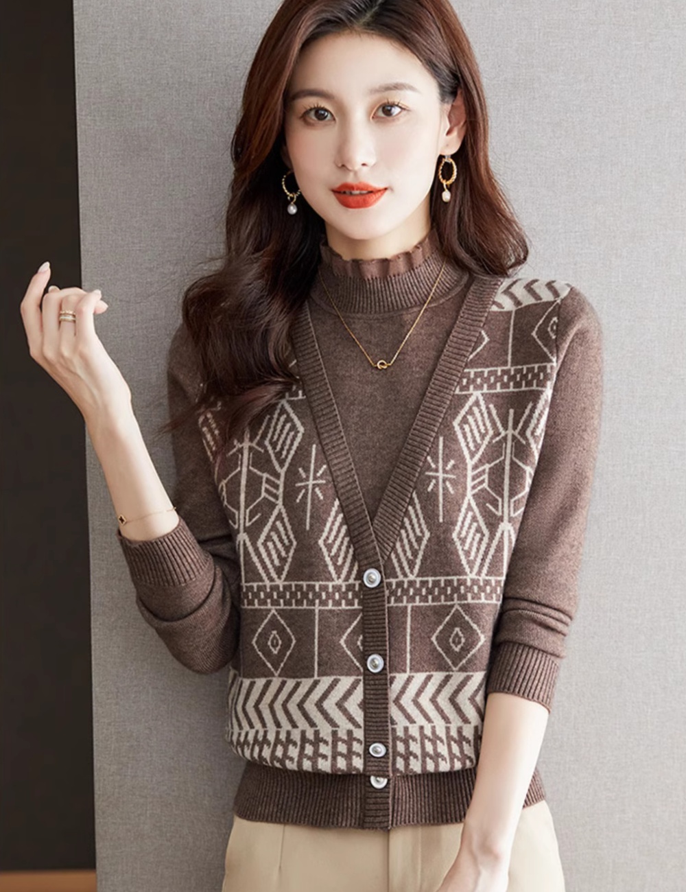 Knitted all-match bottoming shirt pure sweater for women