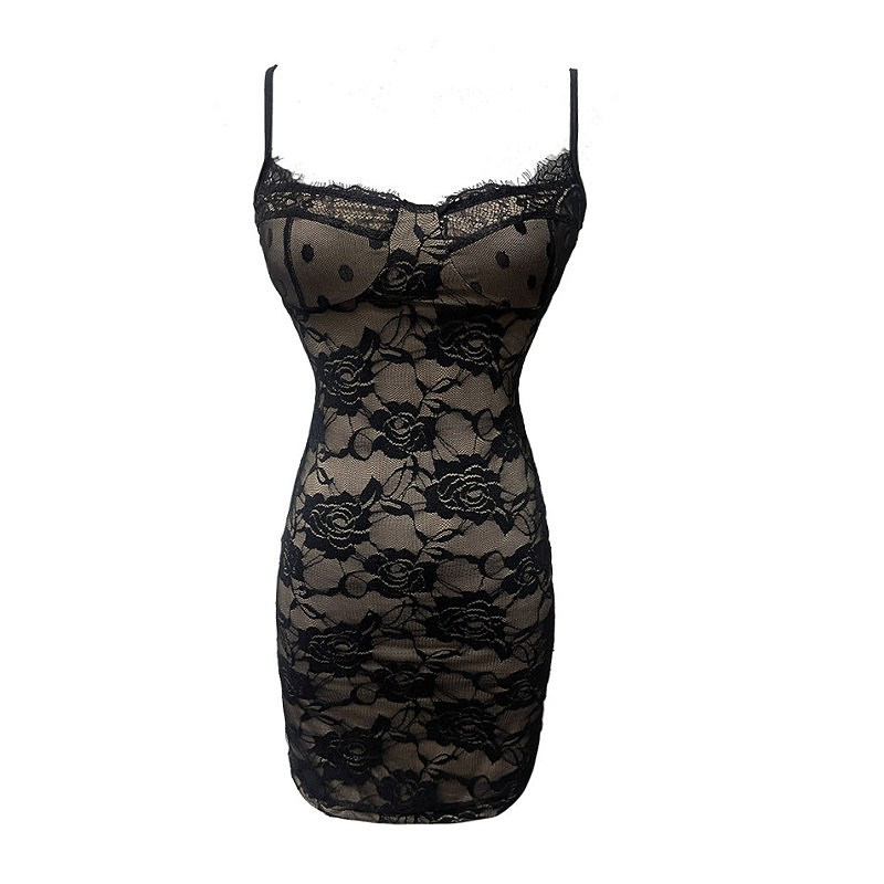 Low collar lace tight sexy sling nightclub dress for women
