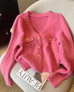 Knitted chanelstyle cardigan thick sweater for women