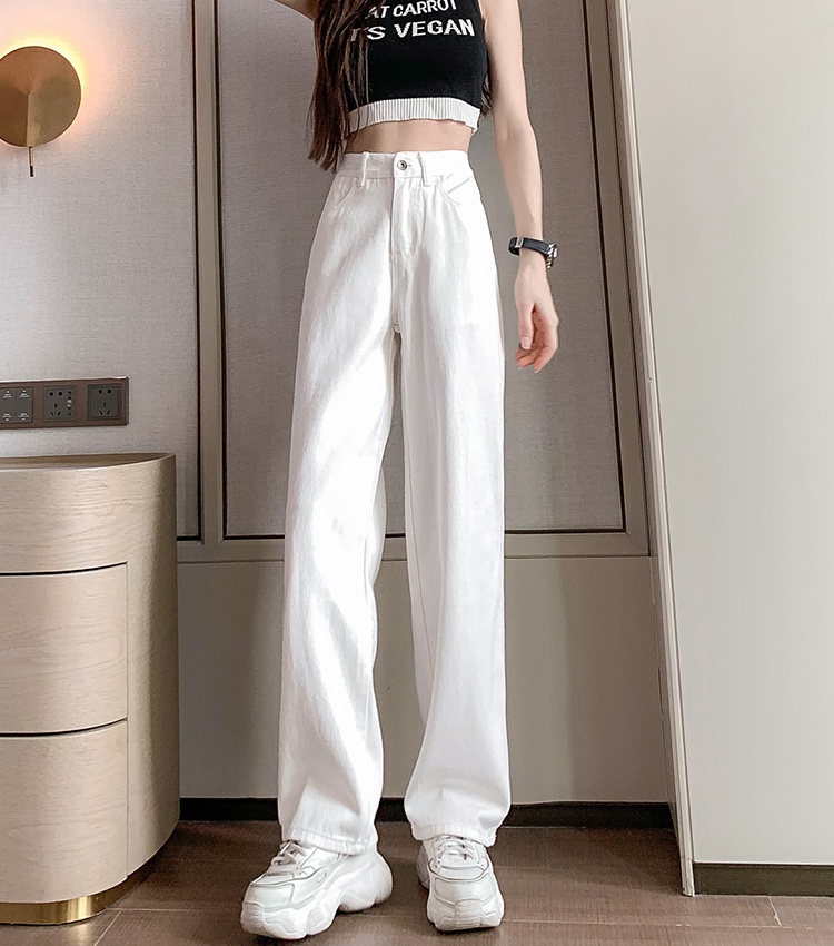White loose wide leg pants high waist high quality long pants