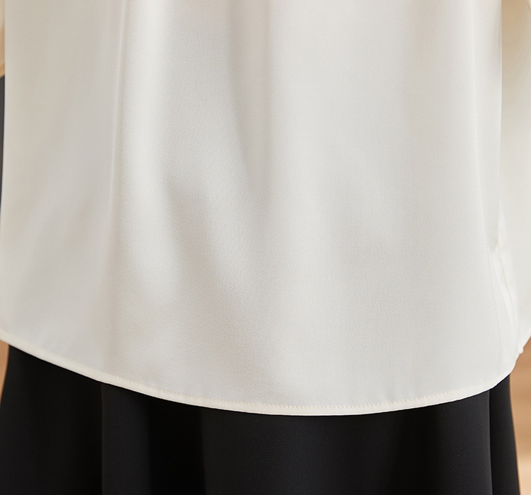 Satin spring mixed colors tops long sleeve all-match shirt