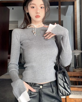 Round neck cuff tops bottoming autumn and winter sweater