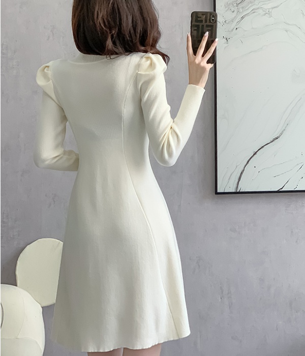 Temperament half high collar France style tender dress