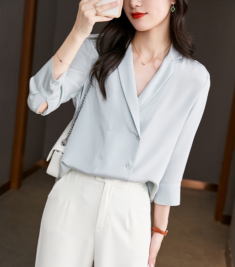 Drape short sleeve business suit spring France style tops