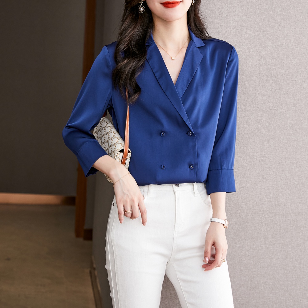 Drape short sleeve business suit spring France style tops