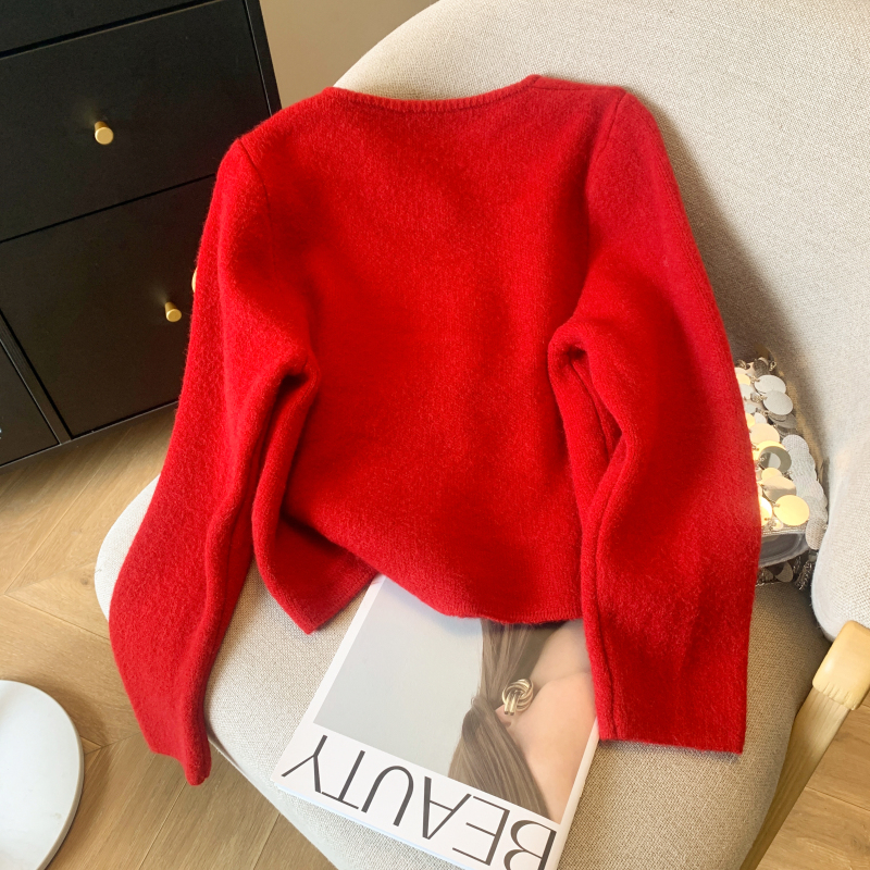 Autumn and winter round neck sweater sweet spring coat