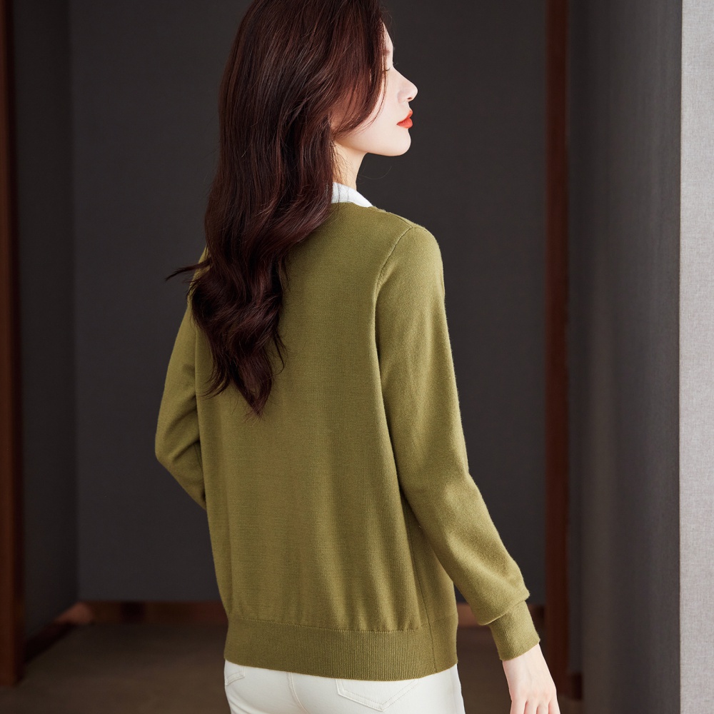 Green spring sweater show young all-match tops
