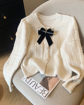 Chanelstyle temperament sweater spring bow coat for women