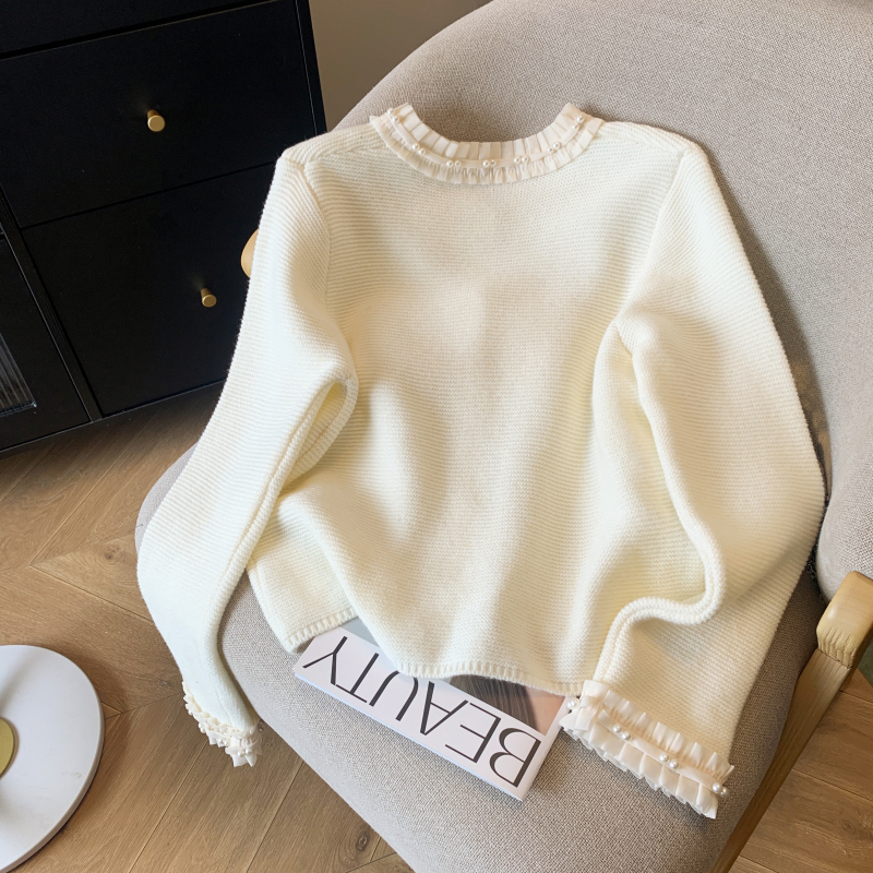 Spring round neck jacket wool knitted cardigan for women