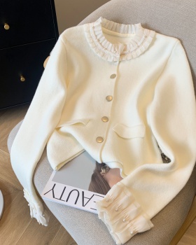 Sweet lace sweater France style coat for women