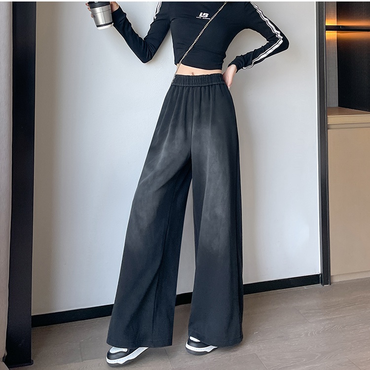 Casual wide leg pants black sweatpants for women