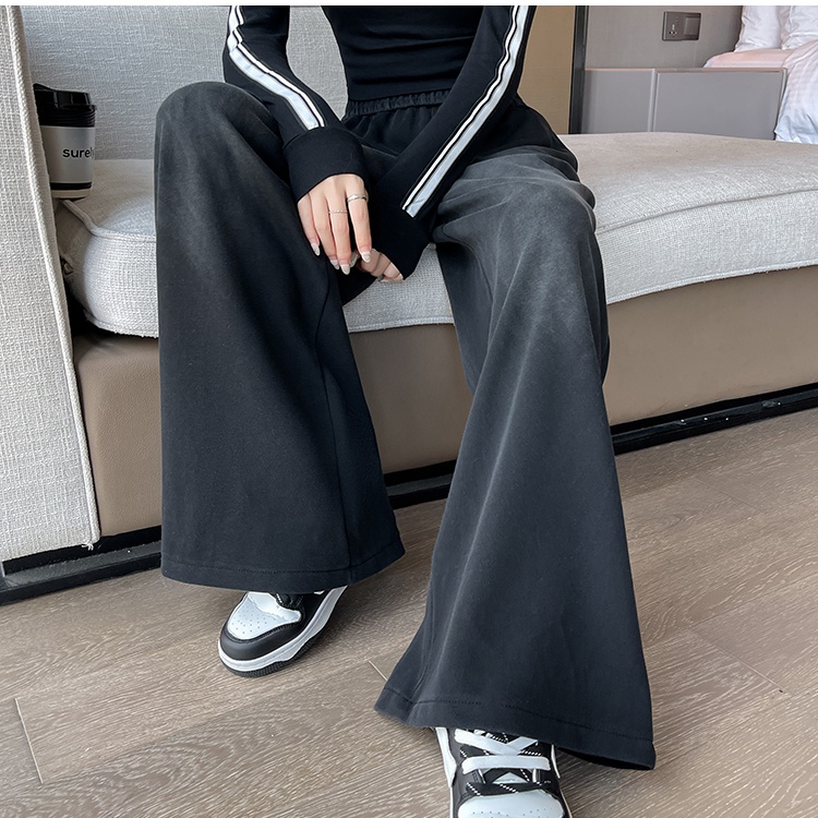 Casual wide leg pants black sweatpants for women