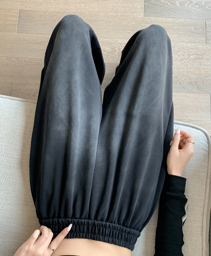 Black lazy wide leg pants autumn and winter sweatpants
