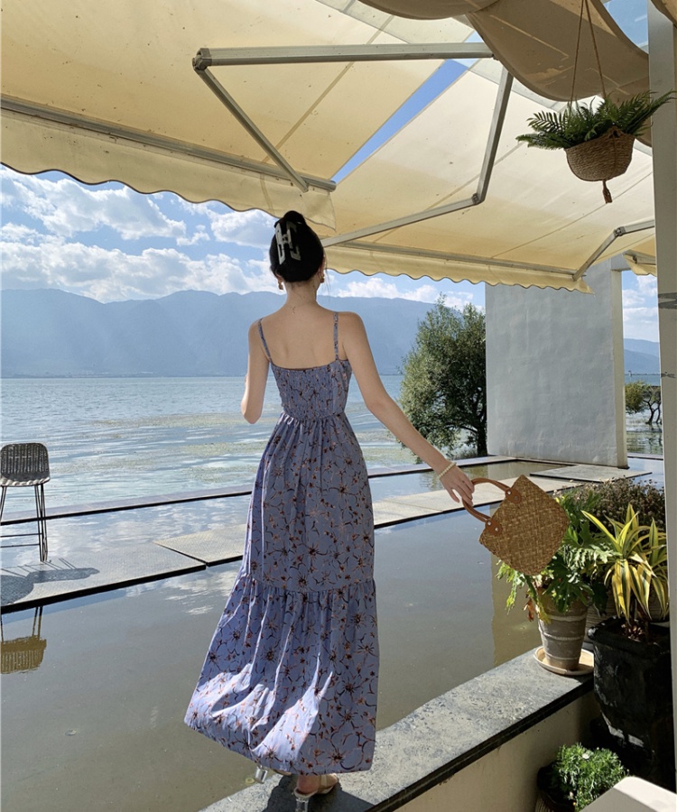 Floral sling dress vacation long dress for women