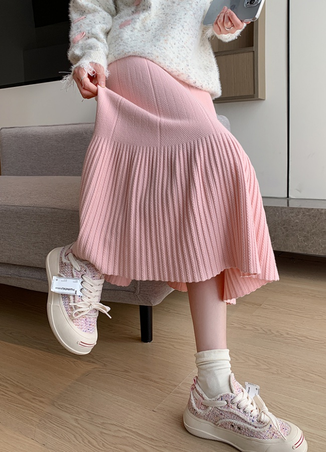 A-line slim long skirt knitted thick skirt for women