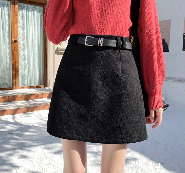 Package hip A-line short skirt woolen skirt for women