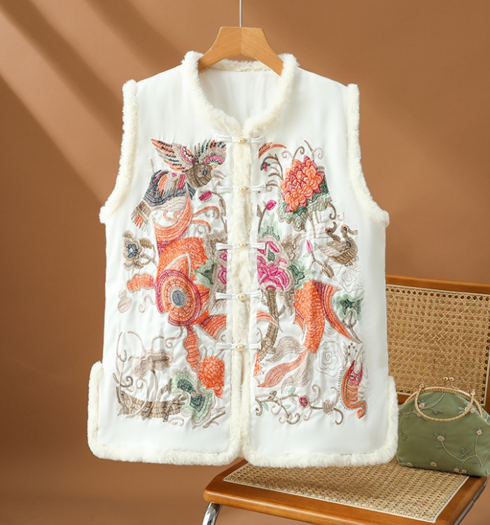 Chinese style mink hair tops thick thermal waistcoat