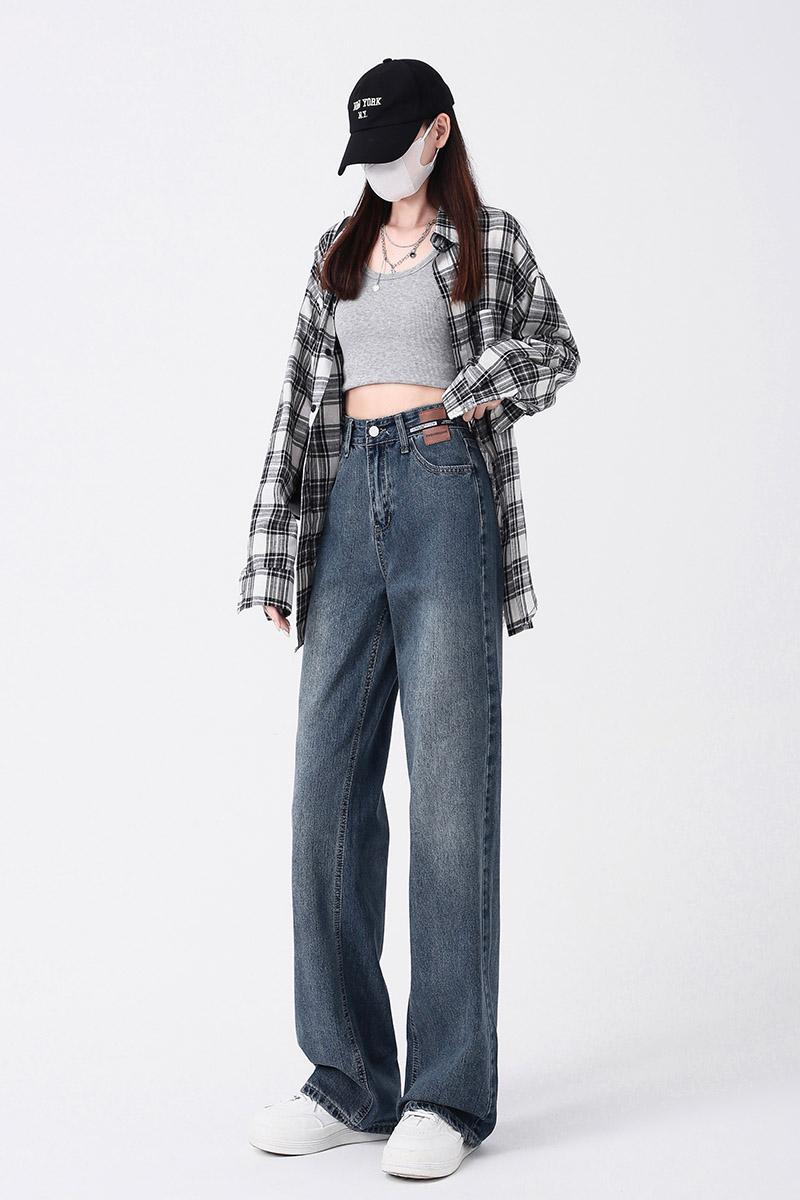 High quality straight loose slim wide leg jeans