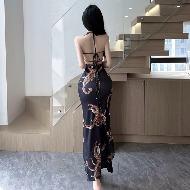 Lotus leaf edges long dress dress for women