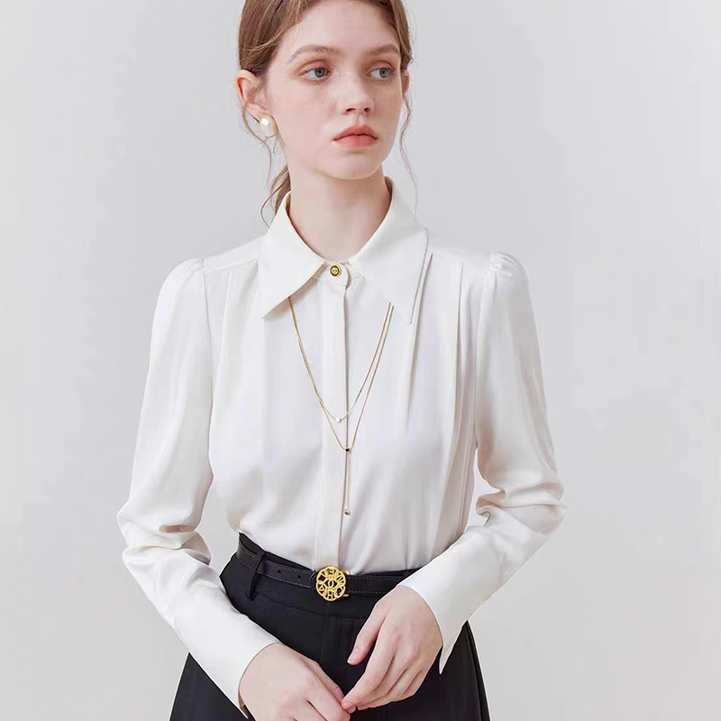 With necklace shirt spring small shirt for women