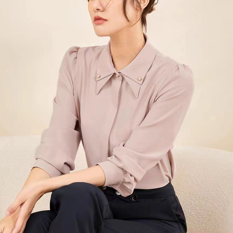 Pink spring and autumn tops long sleeve shirt for women