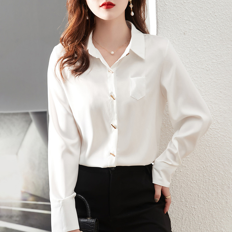 Basis slim tops long sleeve commuting shirt for women