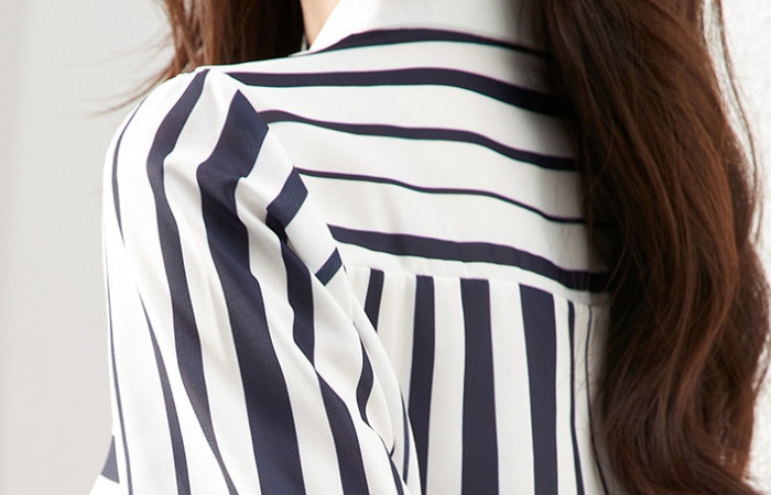 Temperament stripe spring irregular long sleeve shirt