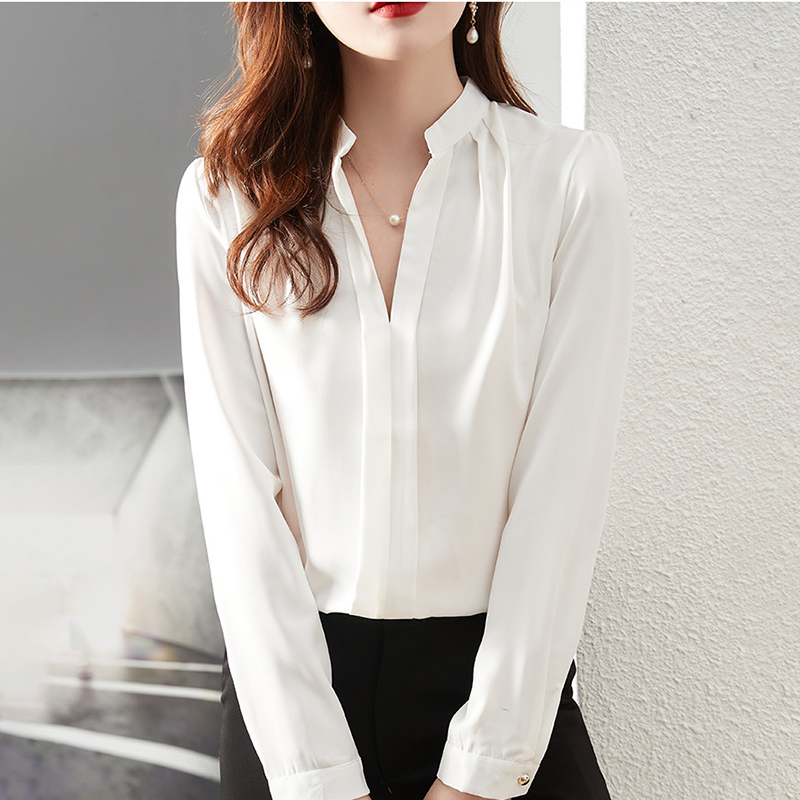 White long sleeve shirt spring tops for women