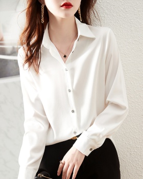 Satin Casual shirt temperament mercerized tops for women