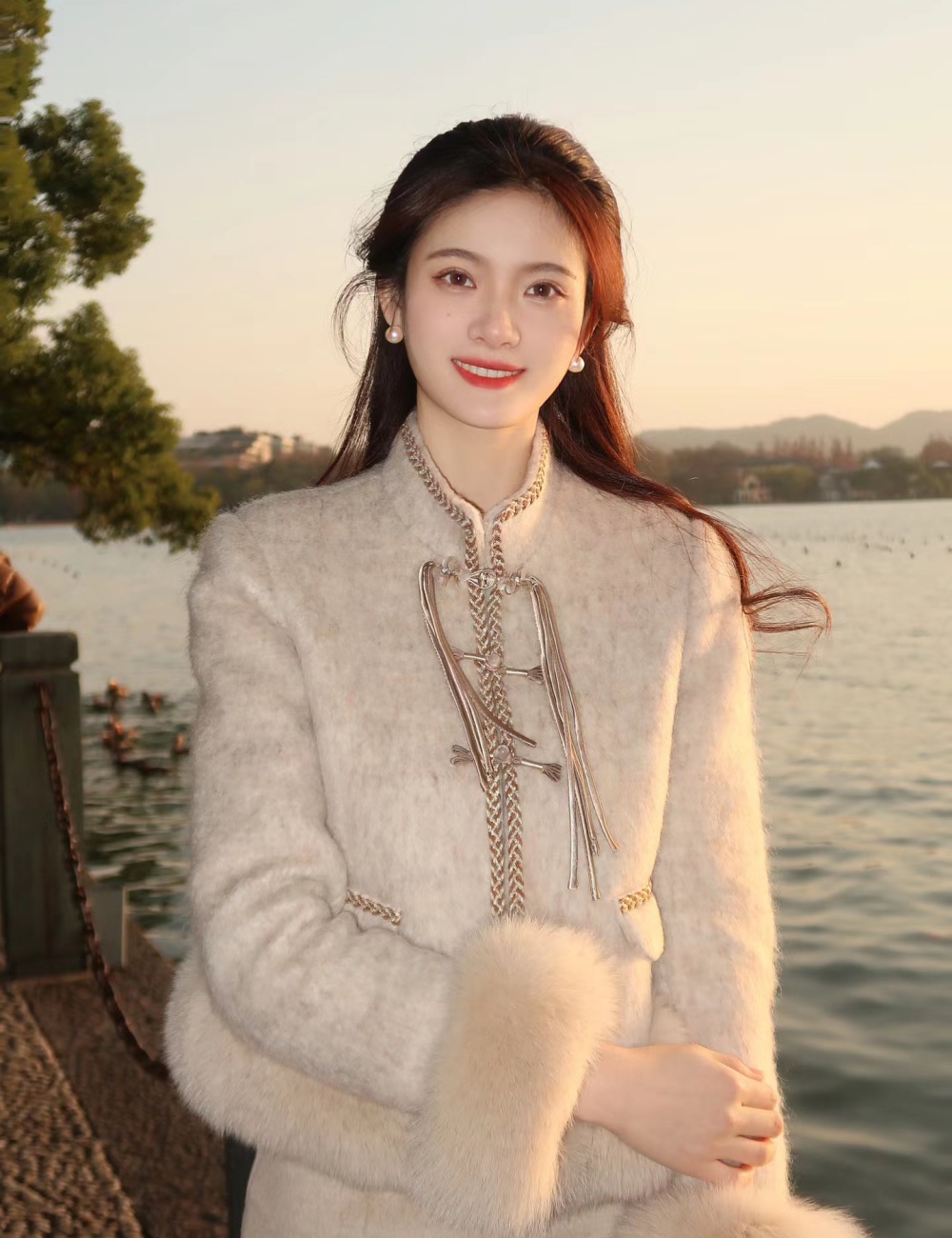 Fashionable winter skirt Chinese style coat 2pcs set