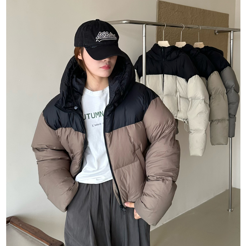 Down winter coat hooded thick bread clothing for women