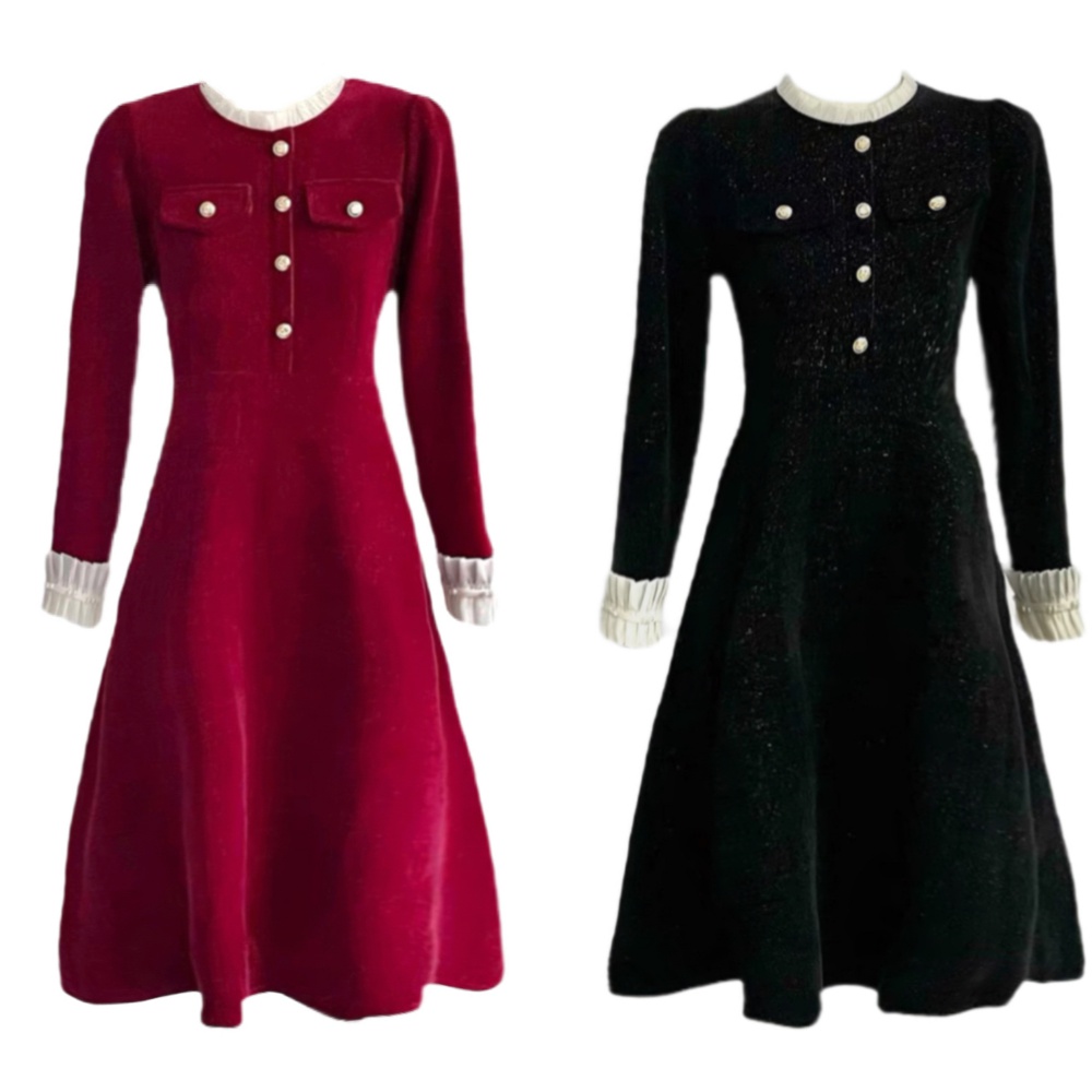 Autumn and winter christmas long chanelstyle dress