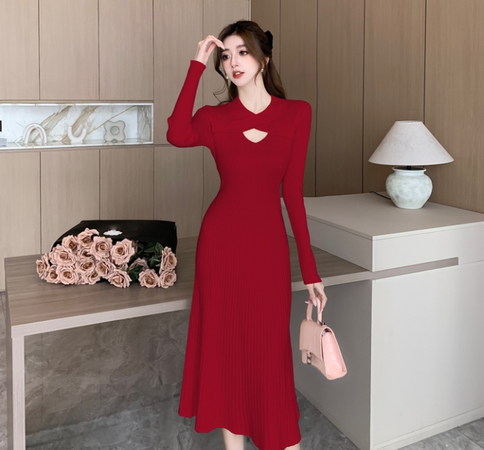 Pullover knitted long sleeve winter dress