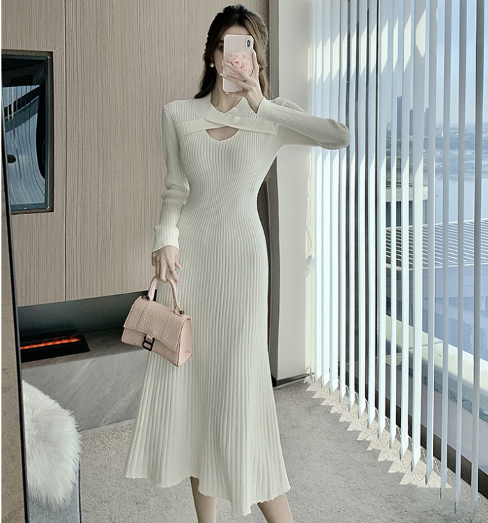 Pullover knitted long sleeve winter dress