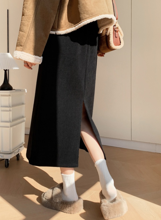 Split high waist long skirt autumn and winter skirt