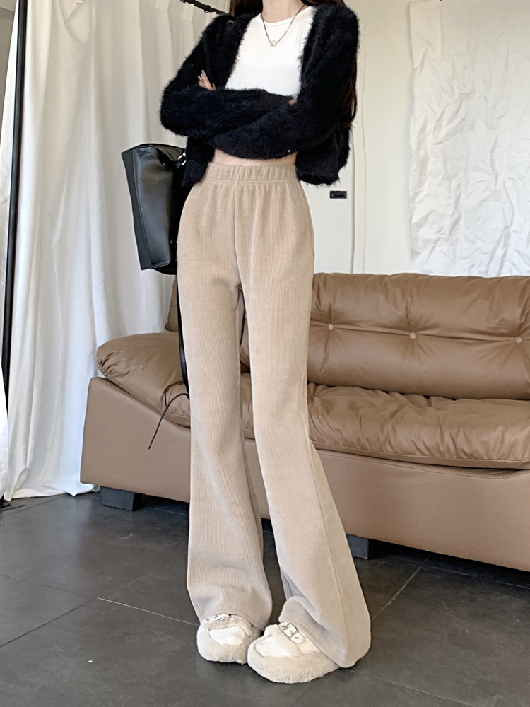 Slim mopping pants black long pants
