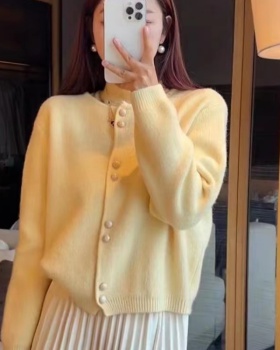 Temperament cashmere coat round neck Korean style sweater