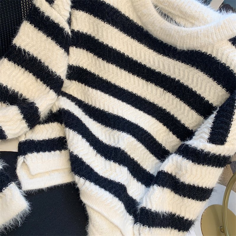 Stripe loose sweater Japanese style tops for women