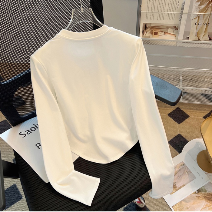 Printing long sleeve irregular T-shirt for women