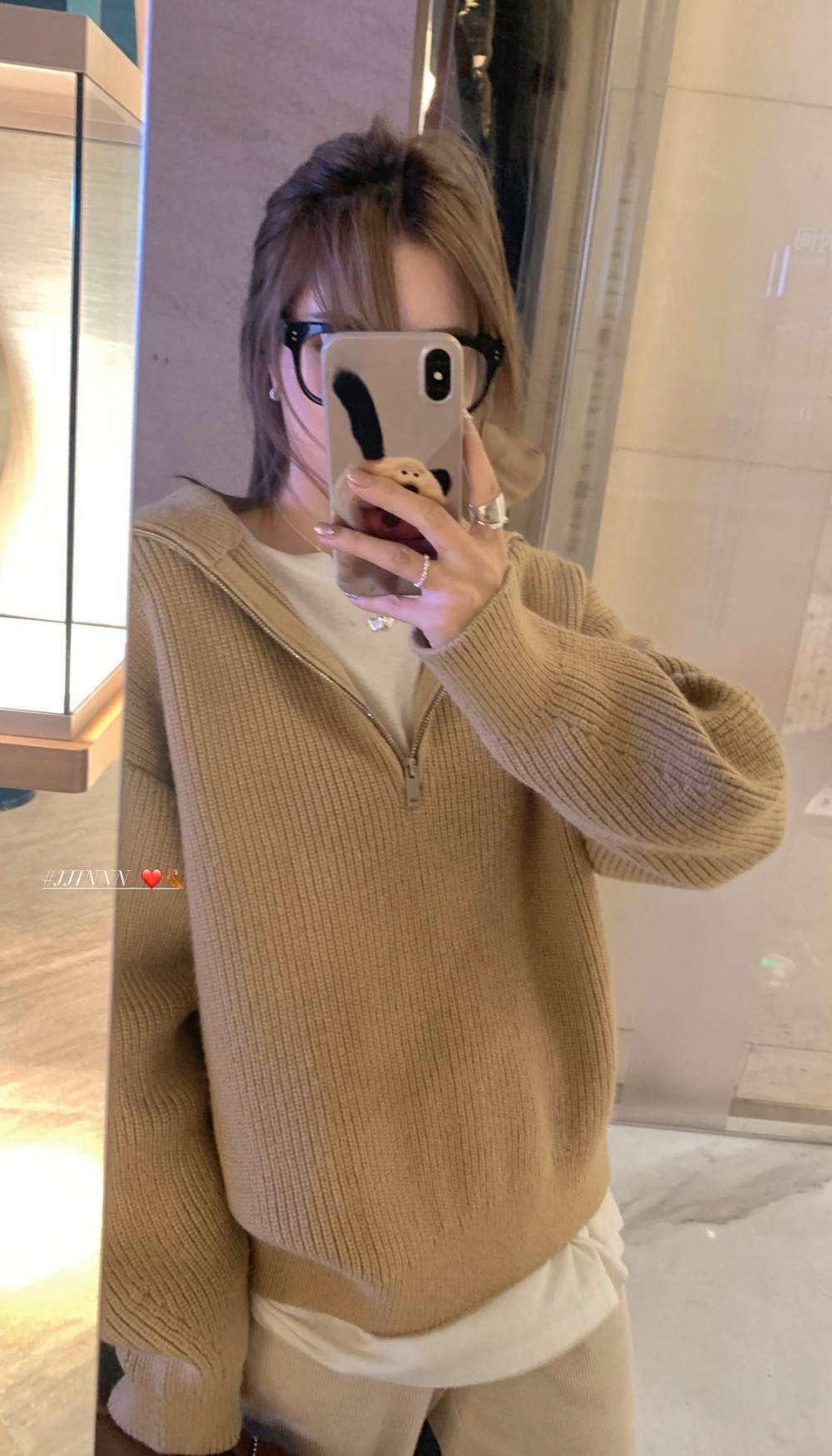 All-match commuting Korean style tops zip winter sweater