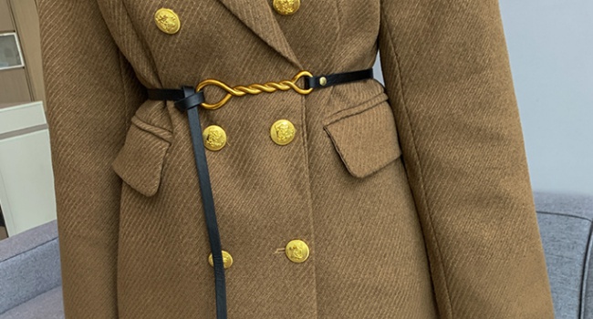 High waist clip cotton business suit woolen belt a set