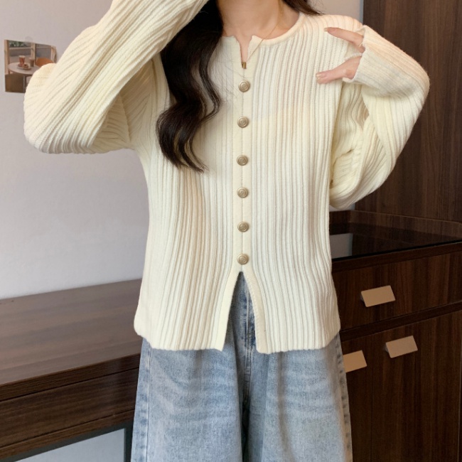 V-neck large yard Western style split sweater for women