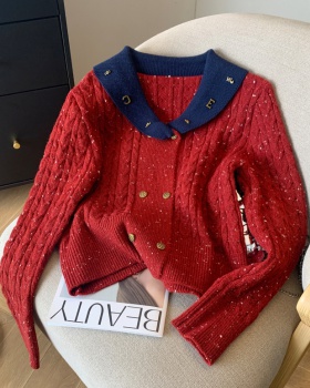 Western style knitted cardigan light luxury spring tops